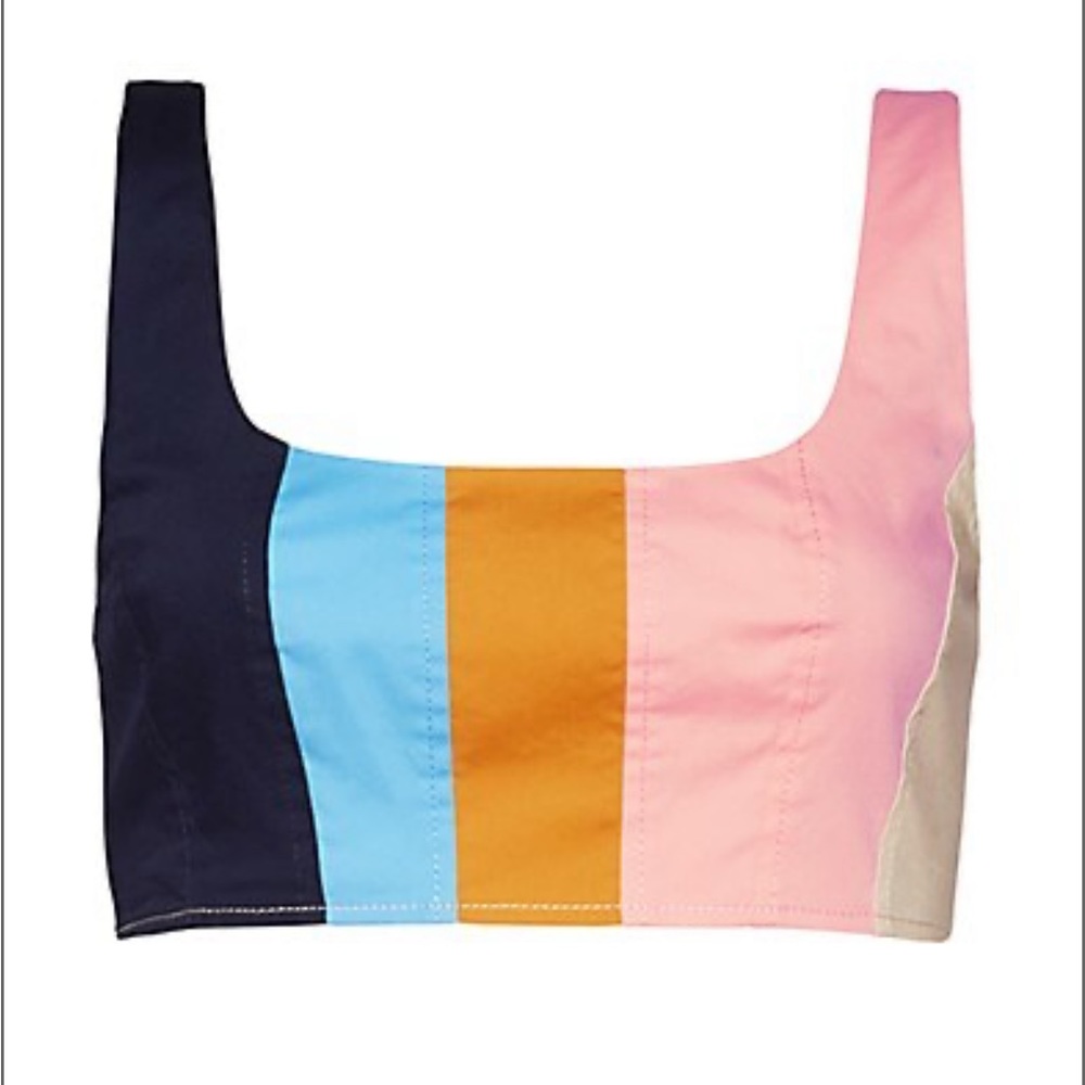 NWT Staud Wells Stripe Squareneck Crop Top